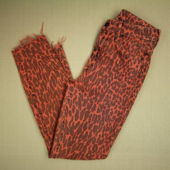 Mother High Waisted Looker Ankle Fray Jeans Women's Size 26 Animal Attraction - Picture 2 of 12